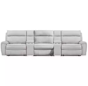 Grafton Pike Ash 5 Piece Modular Reclining Sectional with Storage Consoles and USB Charging
