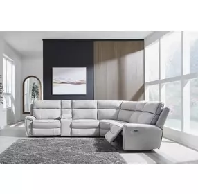 Grafton Pike Ash 6 Piece Modular Power Reclining Sectional with USB Charging