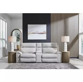 Grafton Pike Ash 3 Piece Modular Power Reclining Sectional with USB Charging and Storage Console