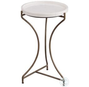 McGowan Brushed Gold And White Marble Accent Table