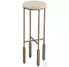 Lucia Antique Brass And Beige Accent Table