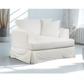Sutton Snow White Upholstered Chair and A Half with Pillow