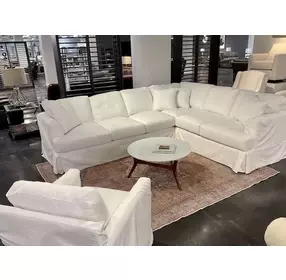 Sutton Snow White 2 Piece Modular LAF Sectional with Pillows
