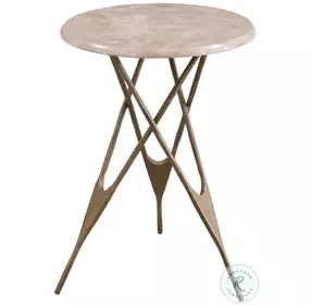 Leila Antique Brass And Creamy Beige Accent Table