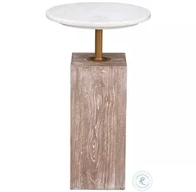 Holt Driftwood And White Marble Accent Table