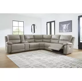 Brannigan Pebble 6 Piece Modular Power Reclining Sectional with Console and USB Charging