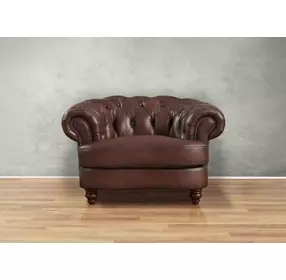 Newlyn Caramel Leather Upholstered Accent Chair with Nailhead Trim