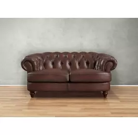 Newlyn Caramel Leather 73" Loveseat with Nailhead Trim