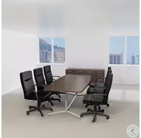 Mocha Cherry 96" Boat Top And Metal Conference Table