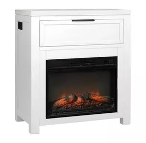 Fireside Consoles White Sintered Stone Top Fireside Console with USB Charging
