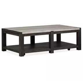Plum Creek Ravenwood Black and White Rectangular Marble Top Cocktail Table