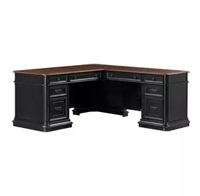 Roanoke Black L-Shaped Home Office Set