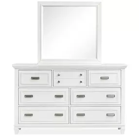 Charleston White Dove 7 Drawer Dresser with Rectangular Mirror