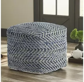 Chevron Blue Pouf