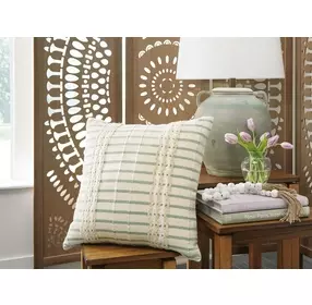 Rowton White and Green Accent Pillow