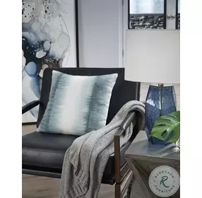 Elonwich Teal And White Performance Fabric Pillow Set of 4