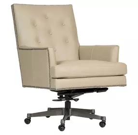 Reese Ardent Dove Leather Upholstered Executive Chair with Nailhead Trim and Casters