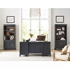Jefferson Burnished Umber Leather Upholstered Executive Chair with Nailhead Trim and Casters