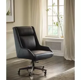 Cameron Ardent Onyx Leather Upholstered Executive Chair