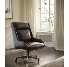 Cameron Burnished Umber Leather Upholstered Executive Chair