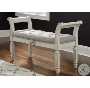 Realyn Antique White Accent Bench