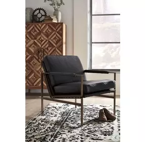 Puckman Black Leather Accent Chair