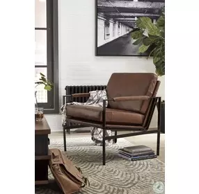 Puckman Brown Leather Accent Chair