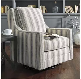 Kambria Ivory And Black Swivel Accent Chair
