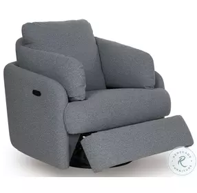 Alainmont Next Gen Nuvella Salt And Pepper Performance Fabric Swivel Power Recliner