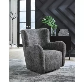 Rowenburg Heather Charcoal Upholstered Swivel Glider Accent Chair