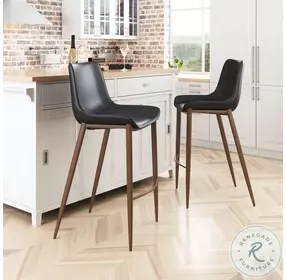Magnus Black and Walnut Bar Stool Set of 2