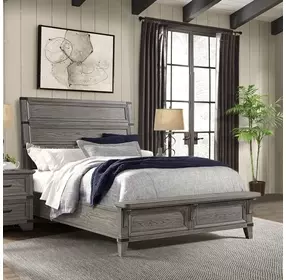 Forge Brushed Steel Queen Panel Bed