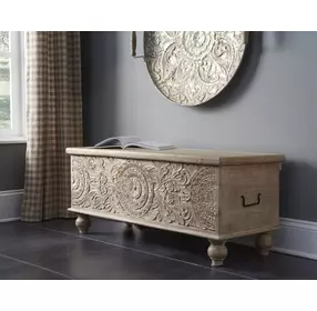 Fossil Ridge Antique White Storage Bench