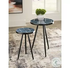 Clairbelle Teal Glaze Accent Table Set of 2