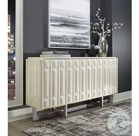 Ornawel Distressed White Accent Cabinet