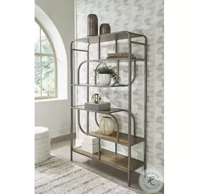 Jaddon Brown And Antique Silver Bookcase
