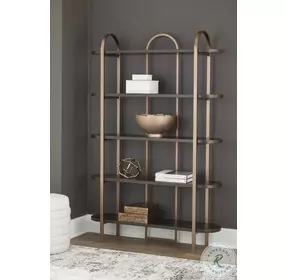 Brentmour Brown And Gold Bookcase