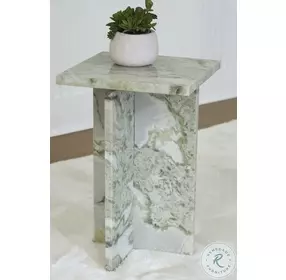 Deaconwell White and Green Accent Table