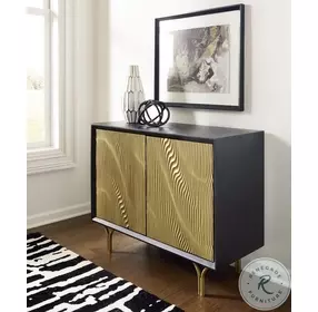Tayner Black And Gold Finish Accent Cabinet