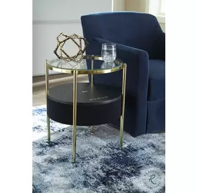Nedman Black And Gold Finish Accent Table with Speaker
