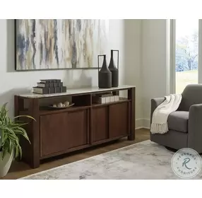 Tobinville Marble And Dark Brown Accent Cabinet