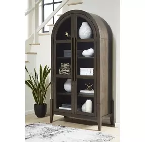 Benhall Dark Brown 2 Glass Door Accent Cabinet