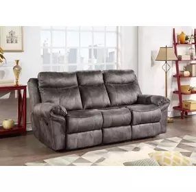Nashville Gray Manual Reclining 88" Sofa with Drop-Down Console and USB Charging