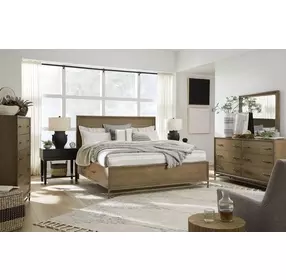 Lindon Belgian Wheat and Coffee Bean Queen Storage Panel Bed