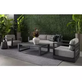 Ornelle Lanikai Salt and Pepper 89" Performance Fabric Outdoor Sofa