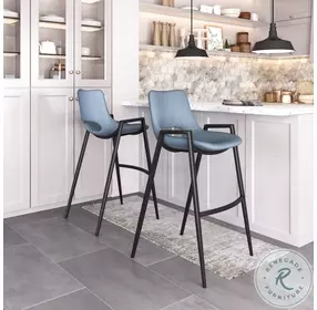 Desi Blue and Black Bar Stool Set of 2