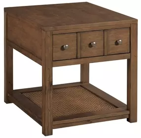 Foster Medium Stain Square Drawer End Table with 1 Shelf