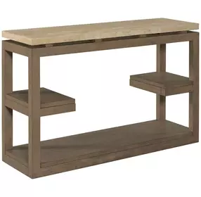 Nash Light Stain Rectangular Travertine Top Sofa Table and Console