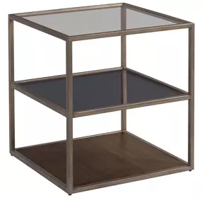 Cleo Brown Square Glass Top End Table