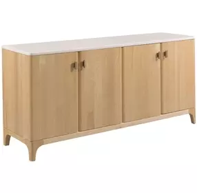 Monroe Ash White Marble Top Credenza
